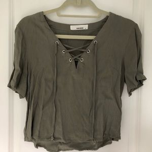 Olive Lace Up Crop Top
